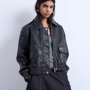 Topshop Black Leather Jacket